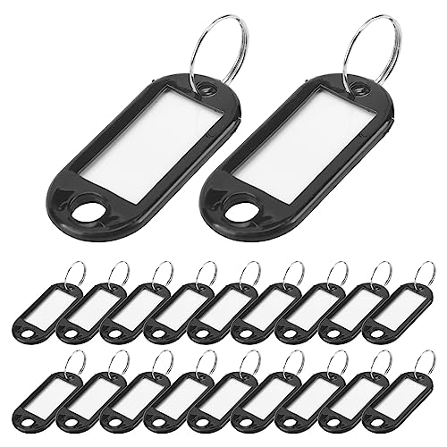 Quystetes Schlüssel-ID-Etiketten, Spaltring, Schlüsselanhänger, Schwarz, 20 Stück Quystetes Schlüssel-ID-Etiketten, Spaltring, Schlüsselanhänger, Schwarz, 20 Stück von Quystetes
