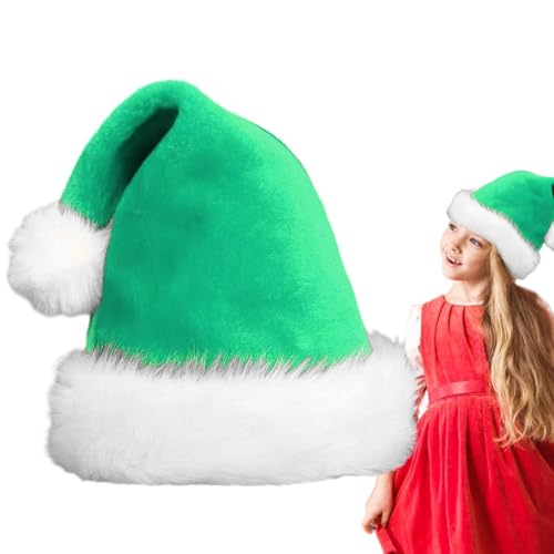 Quzente Weihnachtsmütze für Kinder, klassische, farbige Weihnachtsmütze mit Plüschkrempe, Unisex, warme Weihnachtsmütze, Geschenk für Kinder und Erwachsene, Zubehör Quzente Weihnachtsmütze für Kinder, klassische, farbige Weihnachtsmütze mit Plüschkrempe, Unisex, warme Weihnachtsmütze, Geschenk für Kinder und Erwachsene, Zubehör von Quzente