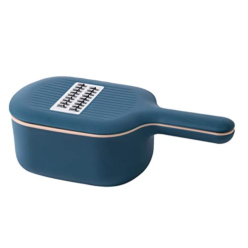 Qweradr PP Edelstahl GemüSe Slicer SchäLer Aufbewahrungs Korb Reibe KüChen Werkzeug für Kartoffel Karotten KäSe, Marineblau von Qweradr