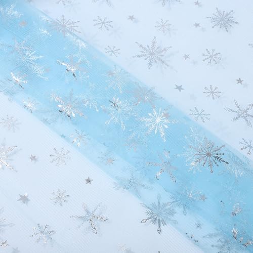 Qwrqwr Tüllstoff Schneeflocken-Netzstoff für DIY Bekleidung und Dekoration Transparent Weich und Fein Hintergrund-Dekorationsstoff für Hochzeitsschleier und Partydek von Qwrqwr