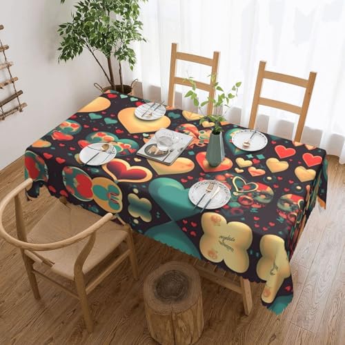Qwvbn Bunte Herzen, quadratische Spitzentischdecke, 137,2 x 183,9 cm, wasserdicht und knitterarm, geeignet für Esstische und Teetische Qwvbn Bunte Herzen, quadratische Spitzentischdecke, 137,2 x 183,9 cm, wasserdicht und knitterarm, geeignet für Esstische und Teetische von Qwvbn
