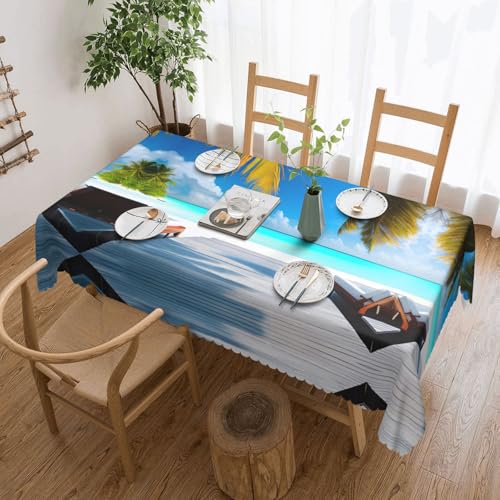 Qwvbn Maldives Holidays Quadratische Spitzentischdecke, 137,2 x 183,9 cm, wasserdicht und knitterarm, geeignet für Esstische und Teetische Qwvbn Maldives Holidays Quadratische Spitzentischdecke, 137,2 x 183,9 cm, wasserdicht und knitterarm, geeignet für Esstische und Teetische von Qwvbn