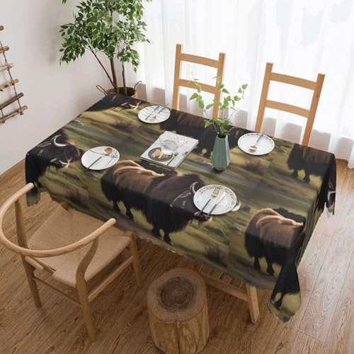 Qwvbn Mighty Highland Yak Tischdecke, quadratisch, Spitze, 137,2 x 183,9 cm, wasserdicht und knitterarm, geeignet für Esstische und Teetische Qwvbn Mighty Highland Yak Tischdecke, quadratisch, Spitze, 137,2 x 183,9 cm, wasserdicht und knitterarm, geeignet für Esstische und Teetische von Qwvbn