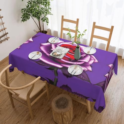 Qwvbn Quadratische Spitzen-Tischdecke, 137,2 x 183,9 cm, wasserdicht und knitterfrei, geeignet für Esstische und Teetische, Fuchsia von Qwvbn
