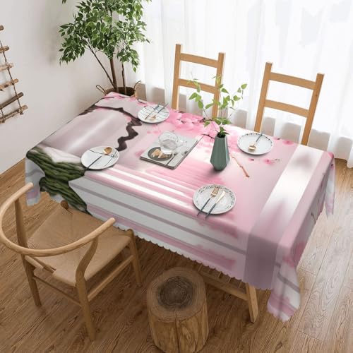 Qwvbn Quadratische Spitzen-Tischdecke mit Kirschblütenmuster, 137,2 x 183,9 cm, wasserdicht und knitterarm, geeignet für Esstische und Teetische Qwvbn Quadratische Spitzen-Tischdecke mit Kirschblütenmuster, 137,2 x 183,9 cm, wasserdicht und knitterarm, geeignet für Esstische und Teetische von Qwvbn