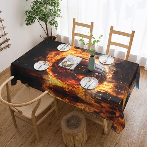 Qwvbn Quadratische Spitzentischdecke mit Basketball auf Feuer und Wasser, 137,2 x 183,9 cm, wasserdicht und knitterarm, geeignet für Esstische und Teetische Qwvbn Quadratische Spitzentischdecke mit Basketball auf Feuer und Wasser, 137,2 x 183,9 cm, wasserdicht und knitterarm, geeignet für Esstische und Teetische von Qwvbn