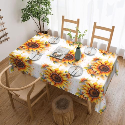 Qwvbn Quadratische Spitzentischdecke mit Sonnenblume in Öl, 137,2 x 183,9 cm, wasserdicht und knitterarm, geeignet für Esstische und Teetische Qwvbn Quadratische Spitzentischdecke mit Sonnenblume in Öl, 137,2 x 183,9 cm, wasserdicht und knitterarm, geeignet für Esstische und Teetische von Qwvbn