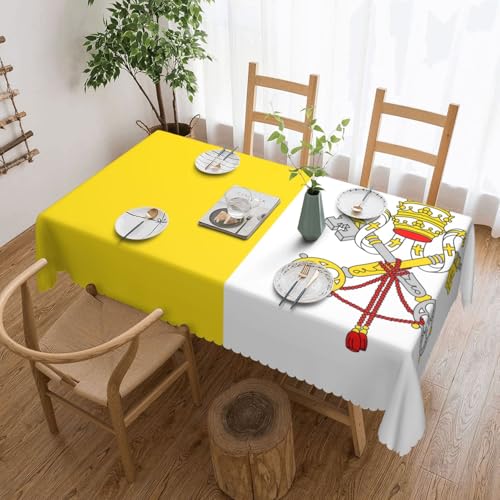 Qwvbn Quadratische Spitzentischdecke mit Vatikanflagge, 137,2 x 183,9 cm, wasserdicht und knitterarm, geeignet für Esstische und Teetische Qwvbn Quadratische Spitzentischdecke mit Vatikanflagge, 137,2 x 183,9 cm, wasserdicht und knitterarm, geeignet für Esstische und Teetische von Qwvbn