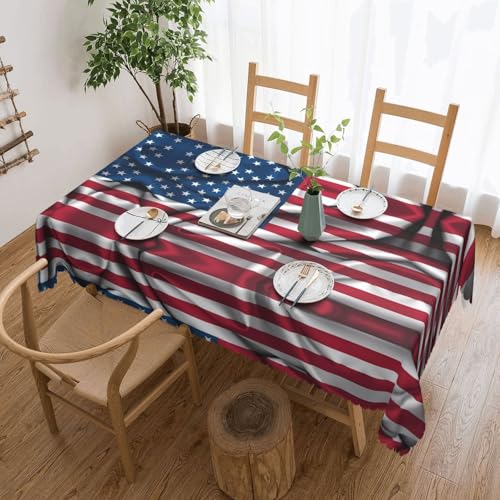 Qwvbn Quadratische Spitzentischdecke mit amerikanischer Flagge, 137,2 x 183,9 cm, wasserdicht und knitterarm, geeignet für Esstische und Teetische Qwvbn Quadratische Spitzentischdecke mit amerikanischer Flagge, 137,2 x 183,9 cm, wasserdicht und knitterarm, geeignet für Esstische und Teetische von Qwvbn