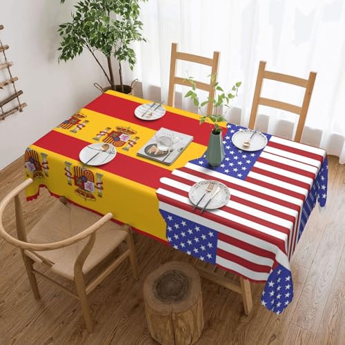 Qwvbn Quadratische Spitzentischdecke mit amerikanischer Spanien-Flagge, 137,2 x 183,9 cm, wasserdicht und knitterarm, geeignet für Esstische und Teetische Qwvbn Quadratische Spitzentischdecke mit amerikanischer Spanien-Flagge, 137,2 x 183,9 cm, wasserdicht und knitterarm, geeignet für Esstische und Teetische von Qwvbn