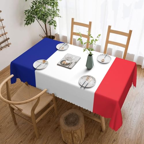 Qwvbn Quadratische Spitzentischdecke mit französischer Flagge, 137,2 x 183,9 cm, wasserdicht und knitterarm, geeignet für Esstische und Teetische Qwvbn Quadratische Spitzentischdecke mit französischer Flagge, 137,2 x 183,9 cm, wasserdicht und knitterarm, geeignet für Esstische und Teetische von Qwvbn