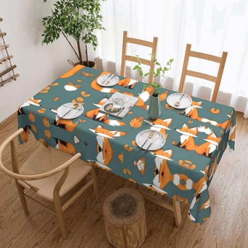 Qwvbn Quadratische Spitzentischdecke mit gelbem Fuchs, 137,2 x 183,9 cm, wasserdicht und knitterarm, geeignet für Esstische und Teetische Qwvbn Quadratische Spitzentischdecke mit gelbem Fuchs, 137,2 x 183,9 cm, wasserdicht und knitterarm, geeignet für Esstische und Teetische von Qwvbn