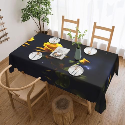 Qwvbn Quadratische Spitzentischdecke mit gelben Rosen, Sternennacht, 137,2 x 183,9 cm, wasserdicht und knitterarm, geeignet für Esstische und Teetische Qwvbn Quadratische Spitzentischdecke mit gelben Rosen, Sternennacht, 137,2 x 183,9 cm, wasserdicht und knitterarm, geeignet für Esstische und Teetische von Qwvbn