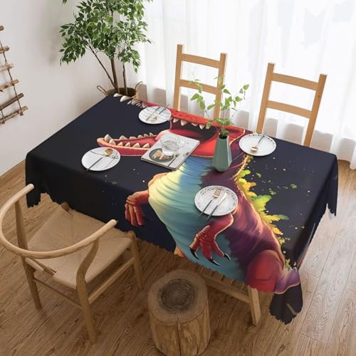 Qwvbn Quadratische Spitzentischdecke mit großem Mund und Dinosaurier, 137,2 x 183,9 cm, wasserdicht und knitterarm, geeignet für Esstische und Teetische Qwvbn Quadratische Spitzentischdecke mit großem Mund und Dinosaurier, 137,2 x 183,9 cm, wasserdicht und knitterarm, geeignet für Esstische und Teetische von Qwvbn