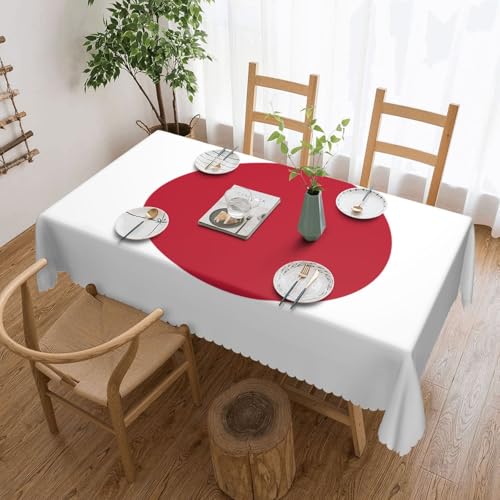 Qwvbn Quadratische Spitzentischdecke mit japanischer Flagge, 137,2 x 183,9 cm, wasserdicht und knitterarm, geeignet für Esstische und Teetische von Qwvbn