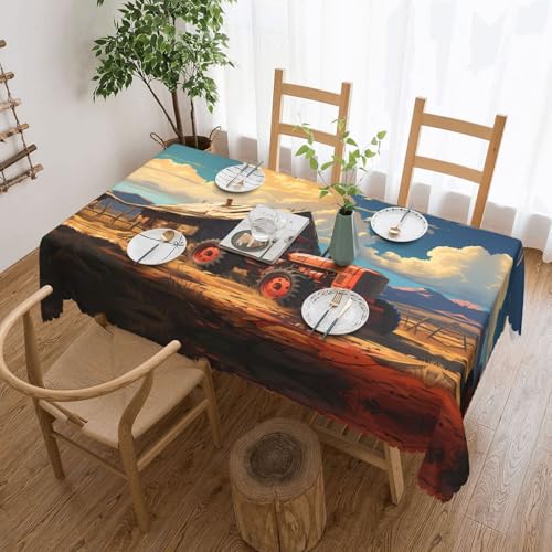 Qwvbn Quadratische Spitzentischdecke mit rotem Traktor, 137,2 x 183,9 cm, wasserdicht und knitterarm, geeignet für Esstische und Teetische Qwvbn Quadratische Spitzentischdecke mit rotem Traktor, 137,2 x 183,9 cm, wasserdicht und knitterarm, geeignet für Esstische und Teetische von Qwvbn