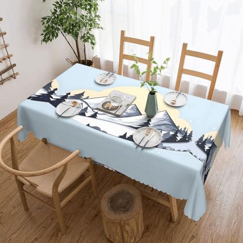 Qwvbn Quadratische Spitzentischdecke mit schneebedeckten Bergen, 137,2 x 183,9 cm, wasserdicht und knitterarm, geeignet für Esstische und Teetische Qwvbn Quadratische Spitzentischdecke mit schneebedeckten Bergen, 137,2 x 183,9 cm, wasserdicht und knitterarm, geeignet für Esstische und Teetische von Qwvbn
