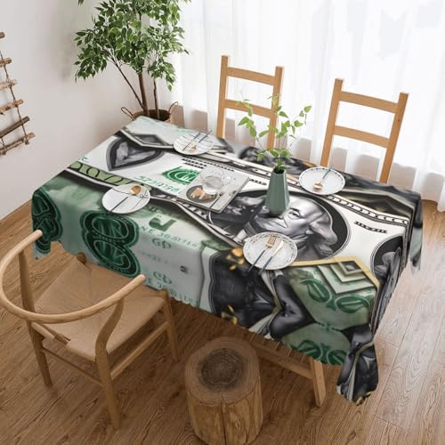 Qwvbn Quadratische Tischdecke mit Banknotenmuster, 137,2 x 183,9 cm, wasserdicht und knitterarm, geeignet für Esstische und Teetische Qwvbn Quadratische Tischdecke mit Banknotenmuster, 137,2 x 183,9 cm, wasserdicht und knitterarm, geeignet für Esstische und Teetische von Qwvbn