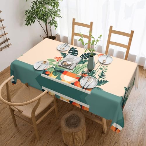 Qwvbn Quadratische Tischdecke mit Cartoon-Motiv, 137,2 x 183,9 cm, wasserdicht und knitterarm, geeignet für Esstische und Teetische Qwvbn Quadratische Tischdecke mit Cartoon-Motiv, 137,2 x 183,9 cm, wasserdicht und knitterarm, geeignet für Esstische und Teetische von Qwvbn