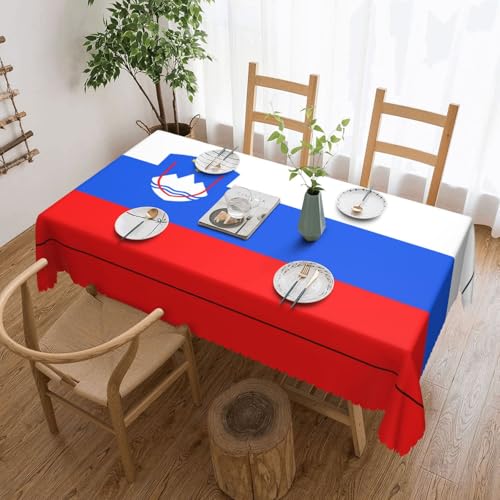 Qwvbn Quadratische Tischdecke mit Flagge Sloweniens, 137,2 x 183,9 cm, wasserdicht und knitterarm, geeignet für Esstische und Teetische Qwvbn Quadratische Tischdecke mit Flagge Sloweniens, 137,2 x 183,9 cm, wasserdicht und knitterarm, geeignet für Esstische und Teetische von Qwvbn