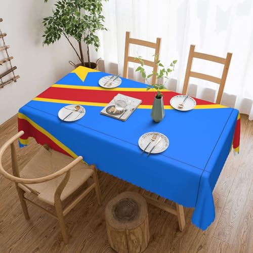 Qwvbn Quadratische Tischdecke mit Flagge des Kongo, 137,2 x 183,9 cm, wasserdicht und knitterarm, geeignet für Esstische und Teetische Qwvbn Quadratische Tischdecke mit Flagge des Kongo, 137,2 x 183,9 cm, wasserdicht und knitterarm, geeignet für Esstische und Teetische von Qwvbn