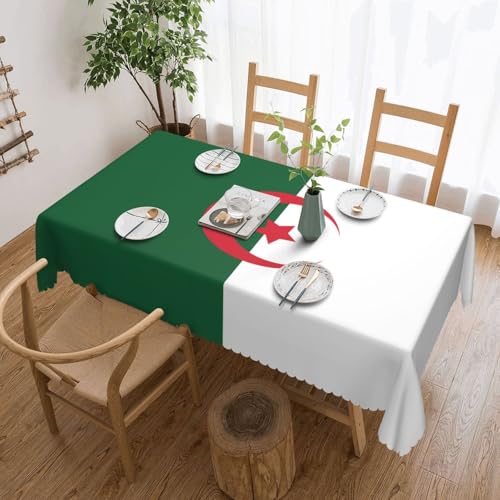 Qwvbn Quadratische Tischdecke mit Flagge von Algerien, 137,2 x 183,9 cm, wasserdicht und knitterarm, geeignet für Esstische und Teetische Qwvbn Quadratische Tischdecke mit Flagge von Algerien, 137,2 x 183,9 cm, wasserdicht und knitterarm, geeignet für Esstische und Teetische von Qwvbn