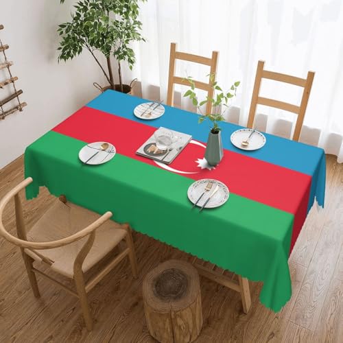 Qwvbn Quadratische Tischdecke mit Flagge von Aserbaidschan, 137,2 x 183,9 cm, wasserdicht und knitterarm, geeignet für Esstische und Teetische Qwvbn Quadratische Tischdecke mit Flagge von Aserbaidschan, 137,2 x 183,9 cm, wasserdicht und knitterarm, geeignet für Esstische und Teetische von Qwvbn