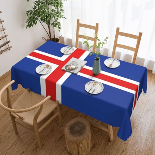 Qwvbn Quadratische Tischdecke mit Flagge von Island, 137,2 x 182,9 cm, wasserdicht und knitterarm, geeignet für Esstische und Teetische Qwvbn Quadratische Tischdecke mit Flagge von Island, 137,2 x 182,9 cm, wasserdicht und knitterarm, geeignet für Esstische und Teetische von Qwvbn