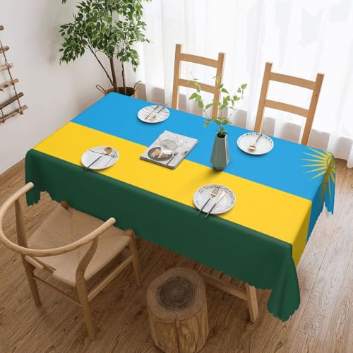 Qwvbn Quadratische Tischdecke mit Flagge von Ruanda, 137,2 x 183,9 cm, wasserdicht und knitterarm, geeignet für Esstische und Teetische Qwvbn Quadratische Tischdecke mit Flagge von Ruanda, 137,2 x 183,9 cm, wasserdicht und knitterarm, geeignet für Esstische und Teetische von Qwvbn