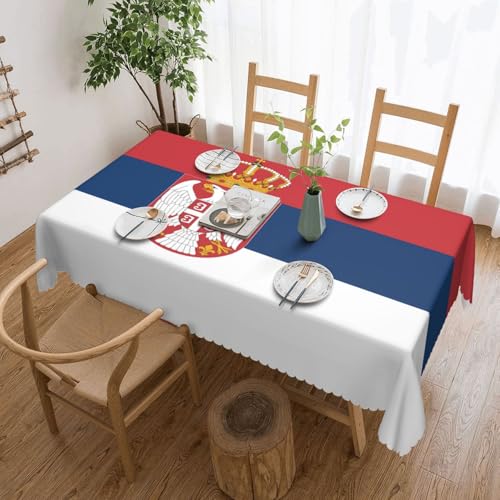 Qwvbn Quadratische Tischdecke mit Flagge von Serbien, 137,2 x 183,9 cm, wasserdicht und knitterarm, geeignet für Esstische und Teetische Qwvbn Quadratische Tischdecke mit Flagge von Serbien, 137,2 x 183,9 cm, wasserdicht und knitterarm, geeignet für Esstische und Teetische von Qwvbn