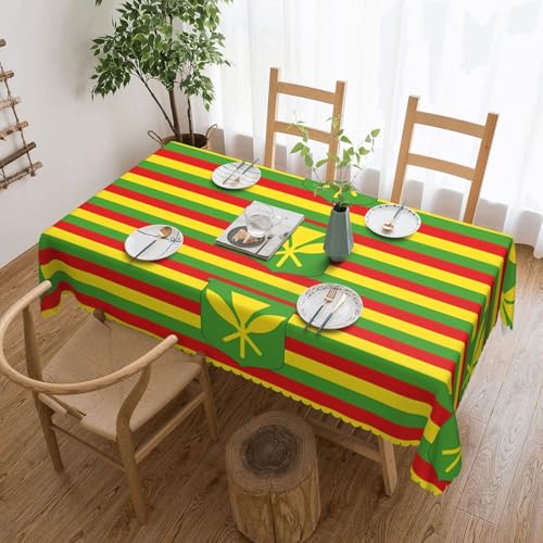 Qwvbn Quadratische Tischdecke mit Hawaii-Flagge, 137,2 x 183,9 cm, wasserdicht und knitterarm, geeignet für Esstische und Teetische Qwvbn Quadratische Tischdecke mit Hawaii-Flagge, 137,2 x 183,9 cm, wasserdicht und knitterarm, geeignet für Esstische und Teetische von Qwvbn