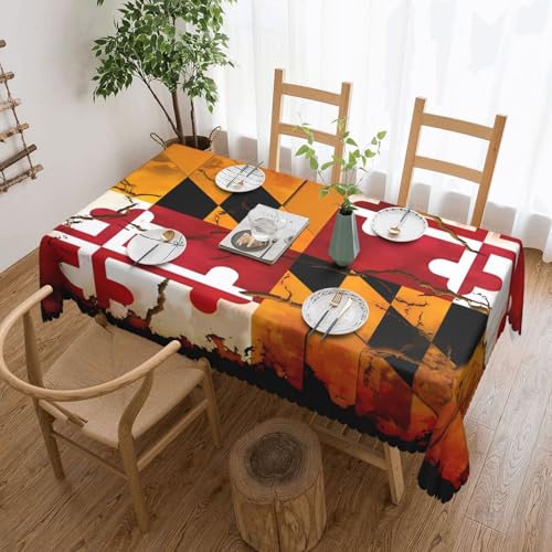 Qwvbn Quadratische Tischdecke mit Maryland-Flagge aus Holz, Vintage-Stil, 137,2 x 183,9 cm, wasserdicht und knitterarm, geeignet für Esstische und Teetische Qwvbn Quadratische Tischdecke mit Maryland-Flagge aus Holz, Vintage-Stil, 137,2 x 183,9 cm, wasserdicht und knitterarm, geeignet für Esstische und Teetische von Qwvbn