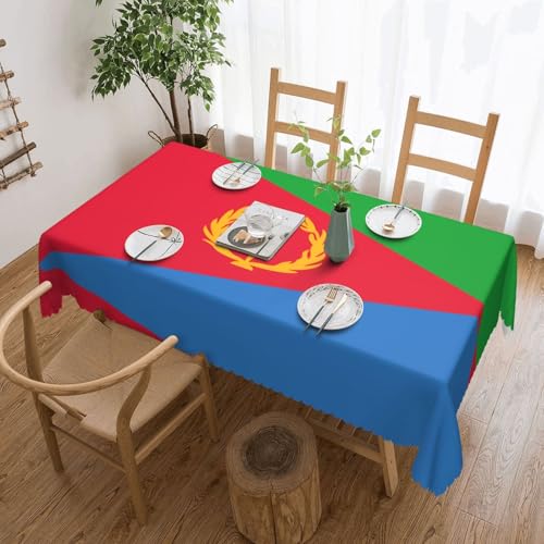 Qwvbn Quadratische Tischdecke mit eritreischer Flagge, 137,2 x 183,9 cm, wasserdicht und knitterarm, geeignet für Esstische und Teetische Qwvbn Quadratische Tischdecke mit eritreischer Flagge, 137,2 x 183,9 cm, wasserdicht und knitterarm, geeignet für Esstische und Teetische von Qwvbn