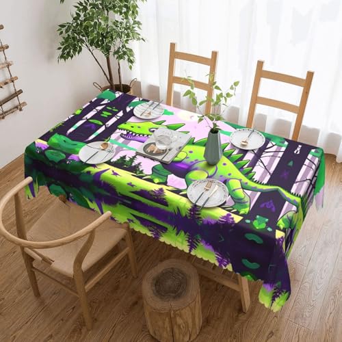 Qwvbn Quadratische Tischdecke mit grünem Dinosaurier-Motiv, 137,2 x 183,9 cm, wasserdicht und knitterarm, geeignet für Esstische und Teetische Qwvbn Quadratische Tischdecke mit grünem Dinosaurier-Motiv, 137,2 x 183,9 cm, wasserdicht und knitterarm, geeignet für Esstische und Teetische von Qwvbn