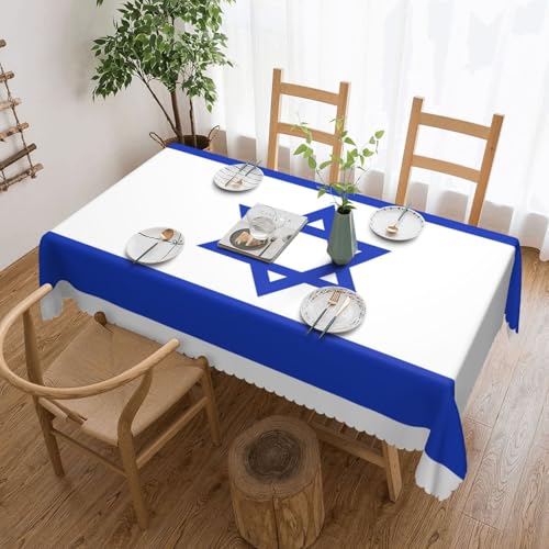 Qwvbn Quadratische Tischdecke mit israelischer Flagge, 137,2 x 183,9 cm, wasserdicht und knitterarm, geeignet für Esstische und Teetische Qwvbn Quadratische Tischdecke mit israelischer Flagge, 137,2 x 183,9 cm, wasserdicht und knitterarm, geeignet für Esstische und Teetische von Qwvbn