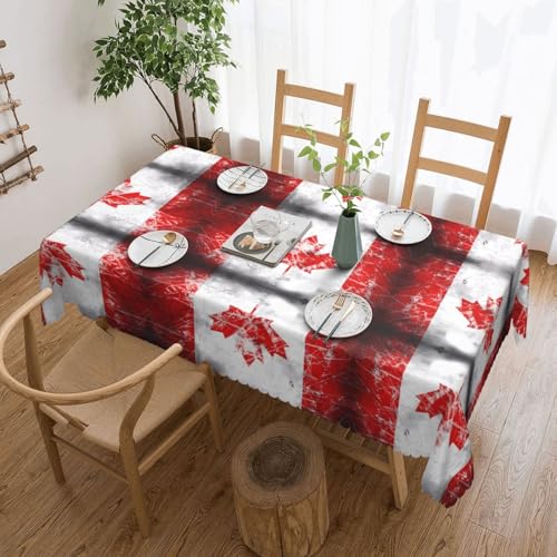 Qwvbn Quadratische Tischdecke mit kanadischer Flagge im Retro-Stil, 137,2 x 183,9 cm, wasserdicht und knitterarm, geeignet für Esstische und Teetische Qwvbn Quadratische Tischdecke mit kanadischer Flagge im Retro-Stil, 137,2 x 183,9 cm, wasserdicht und knitterarm, geeignet für Esstische und Teetische von Qwvbn