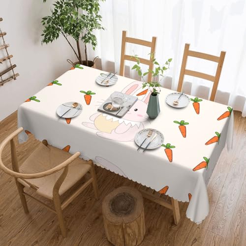 Qwvbn Quadratische Tischdecke mit lächelndem Kaninchen, 137,2 x 183,9 cm, wasserdicht und knitterarm, geeignet für Esstische und Teetische Qwvbn Quadratische Tischdecke mit lächelndem Kaninchen, 137,2 x 183,9 cm, wasserdicht und knitterarm, geeignet für Esstische und Teetische von Qwvbn