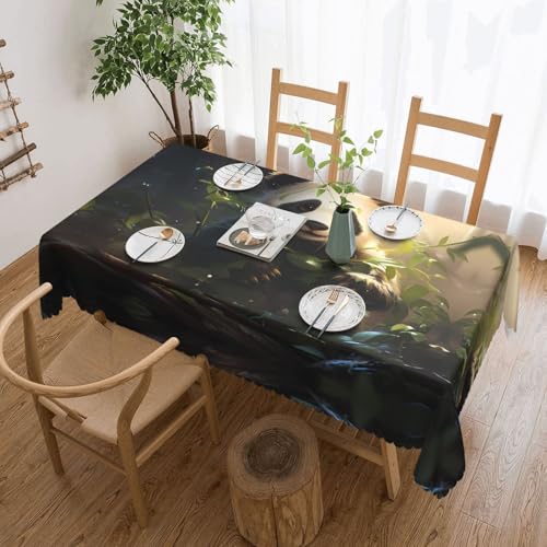 Qwvbn Quadratische Tischdecke mit niedlichem Panda-Motiv, 137,2 x 183,9 cm, wasserdicht und knitterarm, geeignet für Esstische und Teetische Qwvbn Quadratische Tischdecke mit niedlichem Panda-Motiv, 137,2 x 183,9 cm, wasserdicht und knitterarm, geeignet für Esstische und Teetische von Qwvbn