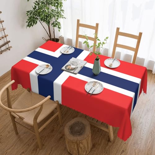 Qwvbn Quadratische Tischdecke mit norwegischer Flagge, 137,2 x 183,9 cm, wasserdicht und knitterarm, geeignet für Esstische und Teetische Qwvbn Quadratische Tischdecke mit norwegischer Flagge, 137,2 x 183,9 cm, wasserdicht und knitterarm, geeignet für Esstische und Teetische von Qwvbn