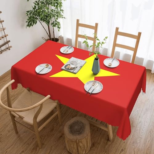 Qwvbn Quadratische Tischdecke mit vietnamesischer Flagge, 137,2 x 183,9 cm, wasserdicht und knitterarm, geeignet für Esstische und Teetische Qwvbn Quadratische Tischdecke mit vietnamesischer Flagge, 137,2 x 183,9 cm, wasserdicht und knitterarm, geeignet für Esstische und Teetische von Qwvbn