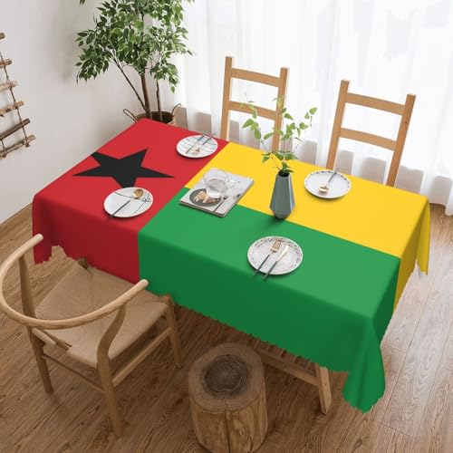 Qwvbn Tischdecke mit Flagge von Guinea-Bissau, quadratisch, 137,2 x 183,9 cm, wasserdicht und knitterarm, geeignet für Esstische und Teetische von Qwvbn