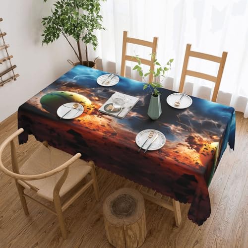 Qwvbn Tischdecke mit Lightning Tennis, quadratisch, Spitze, 137,2 x 183,9 cm, wasserdicht und knitterarm, geeignet für Esstische und Teetische Qwvbn Tischdecke mit Lightning Tennis, quadratisch, Spitze, 137,2 x 183,9 cm, wasserdicht und knitterarm, geeignet für Esstische und Teetische von Qwvbn