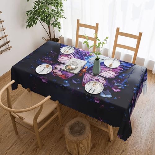 Qwvbn Violette Tischdecke mit Schmetterlingsmotiv, quadratisch, Spitze, 137,2 x 183,9 cm, wasserdicht und knitterarm, geeignet für Esstische und Teetische Qwvbn Violette Tischdecke mit Schmetterlingsmotiv, quadratisch, Spitze, 137,2 x 183,9 cm, wasserdicht und knitterarm, geeignet für Esstische und Teetische von Qwvbn