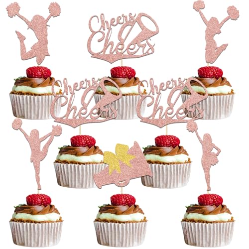 24 Stück Cheerleader Cupcake Topper Cheerleader Geburtstag Party Dekoration Gymnastik Kuchen Dekoration Cheerleading Bachelorette Party Dekoration Rose Gold Glitzer 24 Stück Cheerleader Cupcake Topper Cheerleader Geburtstag Party Dekoration Gymnastik Kuchen Dekoration Cheerleading Bachelorette Party Dekoration Rose Gold Glitzer von Qxcv