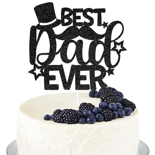 Best Dad Ever Cake Topper Happy Father's Day Cake Topper Happy Birthday Dad Decoration Feliz Dia Papa World's Best Daddy Decoration Black Glitter Best Dad Ever Cake Topper Happy Father's Day Cake Topper Happy Birthday Dad Decoration Feliz Dia Papa World's Best Daddy Decoration Black Glitter von Qxcv