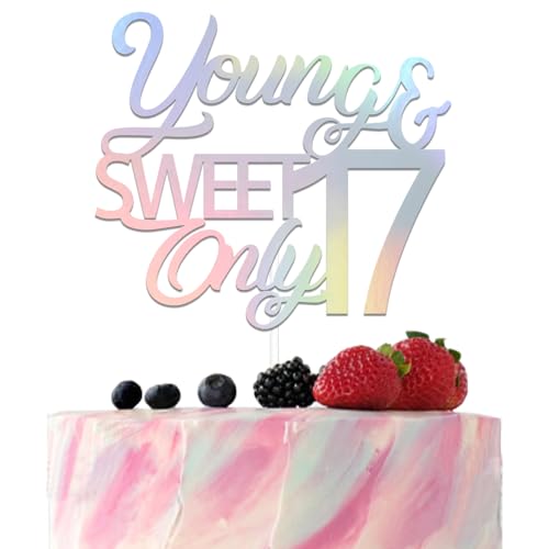 Schillernder Tortenaufsatz "Young and Sweet Only 43.2 cm, Party-Dekorationen zum 17. Geburtstag, Party-Dekoration, Hello 17, Cheers to 17 Years Old, Partyzubehör zum 17. Jahrestag Schillernder Tortenaufsatz "Young and Sweet Only 43.2 cm, Party-Dekorationen zum 17. Geburtstag, Party-Dekoration, Hello 17, Cheers to 17 Years Old, Partyzubehör zum 17. Jahrestag von Qxcv
