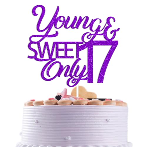 Tortenaufsatz mit Glitzer, Motiv: Young & Sweet Only 17, 17. Geburtstag, Kuchendekoration, für Mädchen und Jungen, 17 Jahre alt, Geburtstagsparty-Dekoration, 17-jähriger Jahrestag, Party-Dekorationen Tortenaufsatz mit Glitzer, Motiv: Young & Sweet Only 17, 17. Geburtstag, Kuchendekoration, für Mädchen und Jungen, 17 Jahre alt, Geburtstagsparty-Dekoration, 17-jähriger Jahrestag, Party-Dekorationen von Qxcv