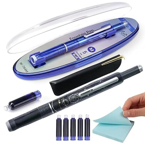 Füllfederhalter einziehbar: 0,38 mm Tinte, transparenter Schaft, inklusive 5 nachfüllbaren Tintenpatronen, nachfüllbare Tinten, Schreibstifte, 0,38 mm feine Spitze, Füllfederhalter für Schule, Büro Füllfederhalter einziehbar: 0,38 mm Tinte, transparenter Schaft, inklusive 5 nachfüllbaren Tintenpatronen, nachfüllbare Tinten, Schreibstifte, 0,38 mm feine Spitze, Füllfederhalter für Schule, Büro von Qxiao