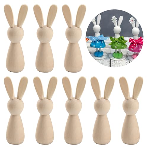 Holzhasenpuppen, Osterhasenstatue, handbemalt, unlackierte Holzpuppen, blanko, Tierpuppe für Graffiti, für Ostereier, Partygeschenke, DIY-Malerei-Dekorationen, 10 Stück Holzhasenpuppen, Osterhasenstatue, handbemalt, unlackierte Holzpuppen, blanko, Tierpuppe für Graffiti, für Ostereier, Partygeschenke, DIY-Malerei-Dekorationen, 10 Stück von Qxiao