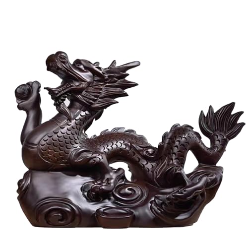 Qxiao Kreative chinesische Drache Holzstatue, handgefertigte Holzfigur, chinesischer Drache, Tischdekoration, Tischstatue von Qxiao
